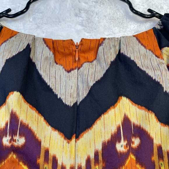 Adrianna Papell Womens 4P Burnt Orange Chevron Mini Dress Lined Pockets Pullover - Picture 8 of 16